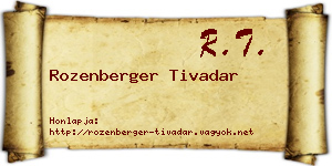 Rozenberger Tivadar névjegykártya